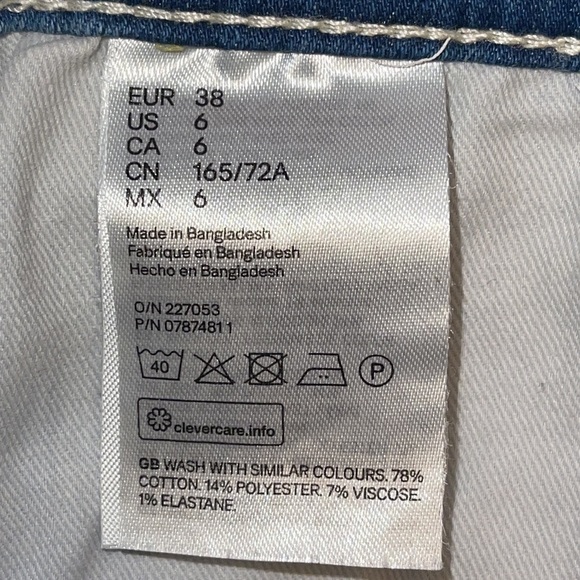 H&M Light Blue High Rise Cotton Viscose Jeans-Pants Sz. 6 - Picture 9 of 10
